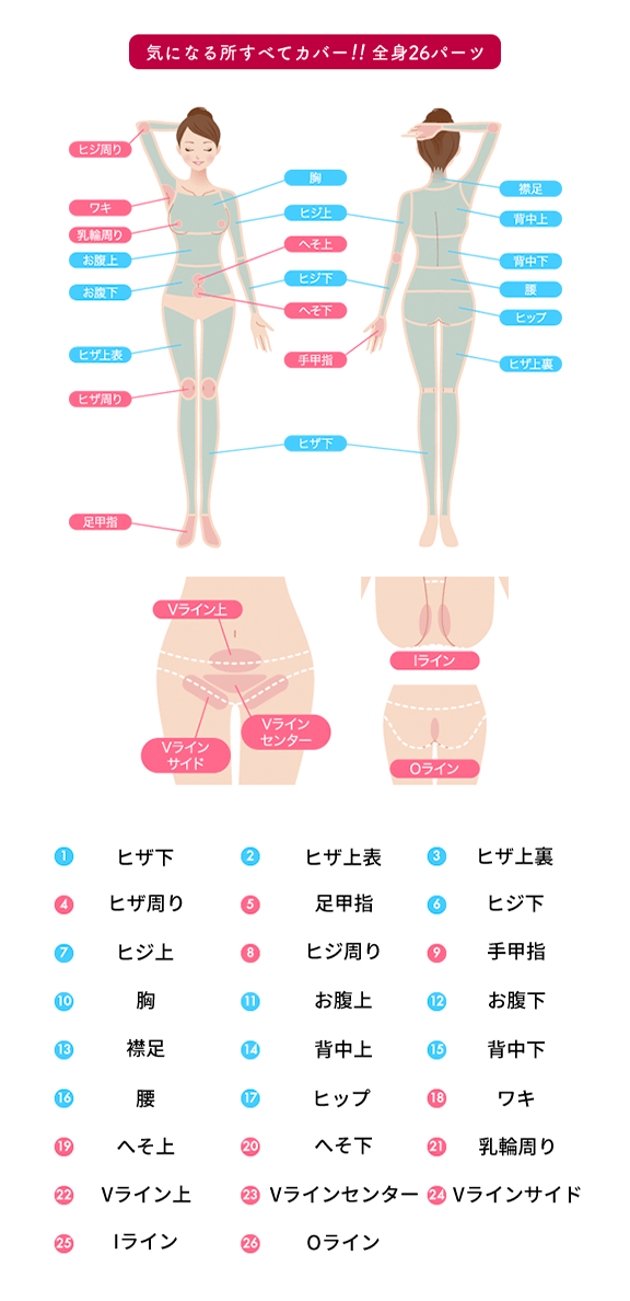 気になる所すべてカバー!!全身26パーツ